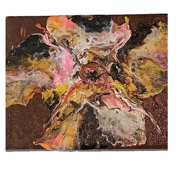 Hand Crafted original acrylic pouring art on canvas pink upcycled farmhouse - Picture 10 of 10